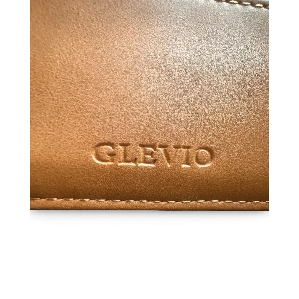 GLEVIO Men's Bifold Leather Wallet - Black Patent Leather Finish - Japan Craft